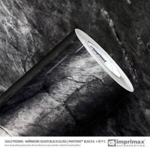 adesivo gold pedras marmore silver black gloss w